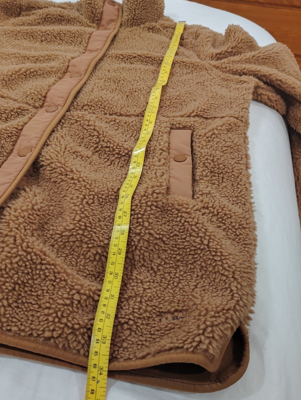 L.L. Bean DS20164 Teddy Fleece Coat Brown Size Large Cozy Snap Up Stand Collar - Picture 12 of 15